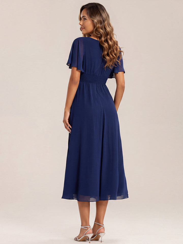 ever LILOU|Ruffle Sleeve Chiffon Midi Mother of the Bride Dress