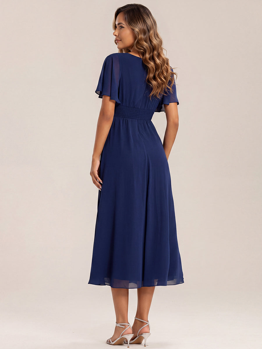 ever LILOU| Elegant Chiffon Ruffle Sleeve Formal Dress