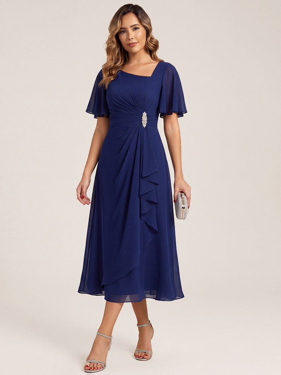 ever LILOU|Ruffle Sleeve Chiffon Midi Mother of the Bride Dress