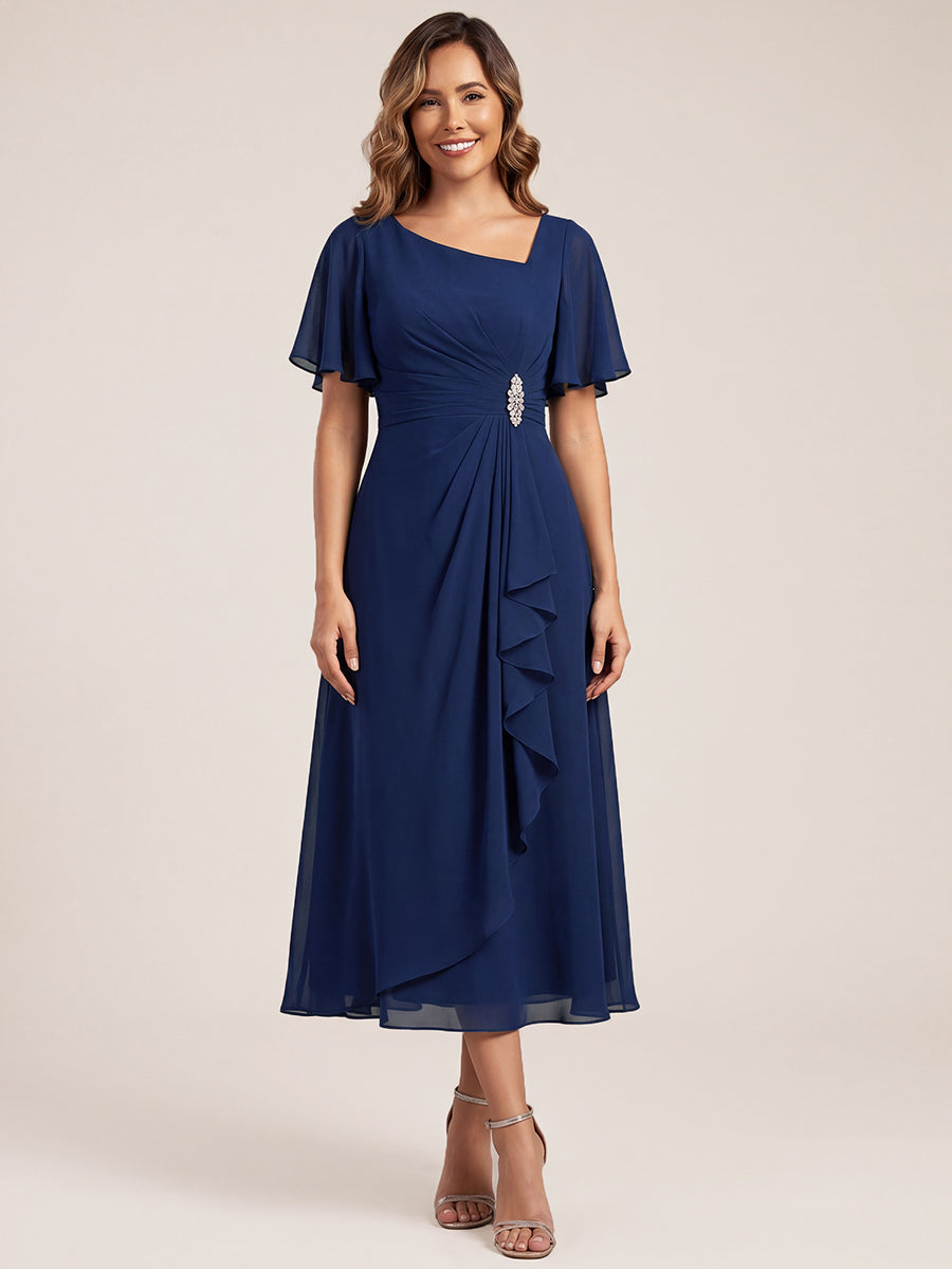 ever LILOU| Elegant Chiffon Ruffle Sleeve Formal Dress