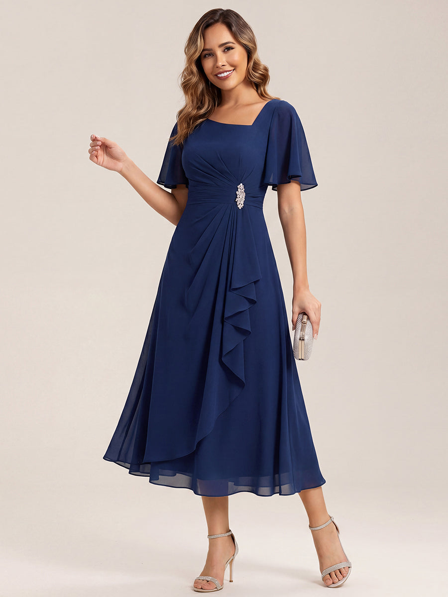 ever LILOU|Ruffle Sleeve Chiffon Midi Mother of the Bride Dress