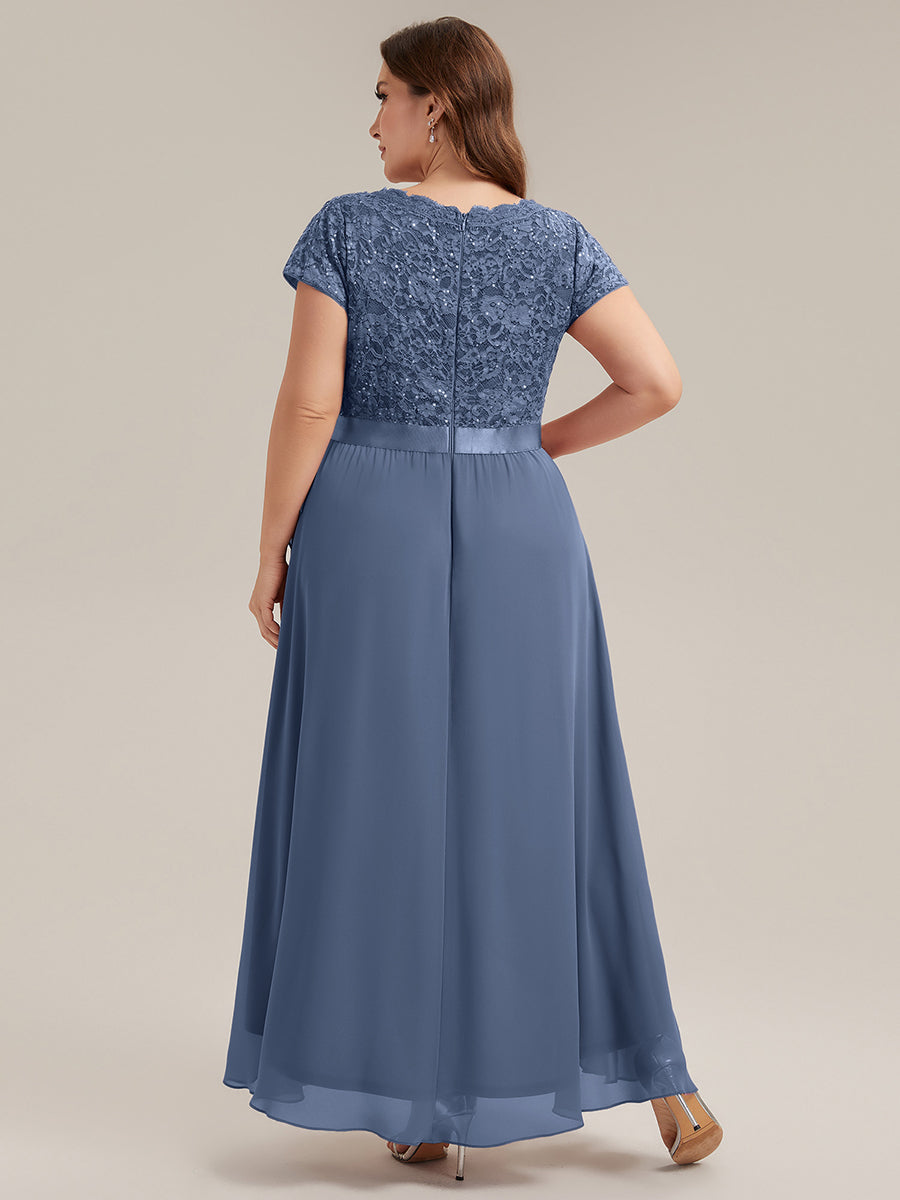 Plus Size Deep V-Neck Chiffon Evening Dress
