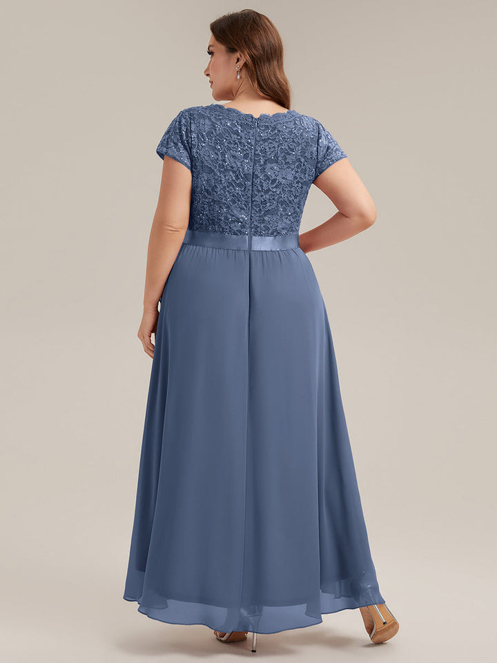 Plus Size Deep V-Neck Chiffon Evening Dress