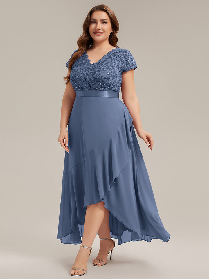 Plus Size Deep V-Neck Chiffon Evening Dress