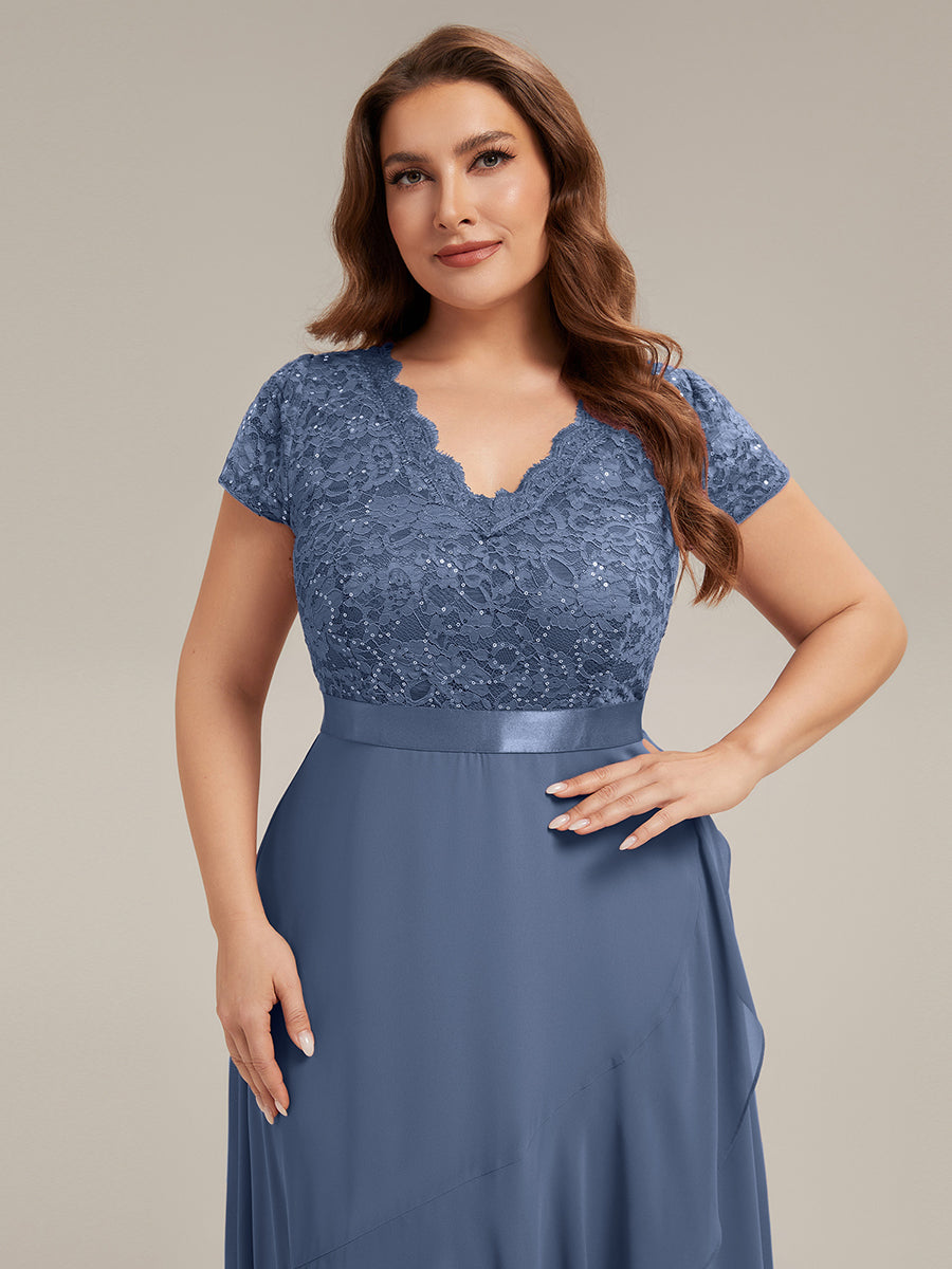 Plus Size Deep V-Neck Chiffon Evening Dress