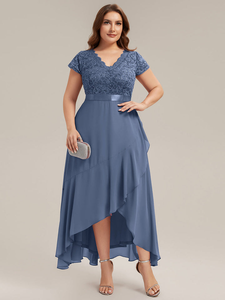 Plus Size Deep V-Neck Chiffon Evening Dress