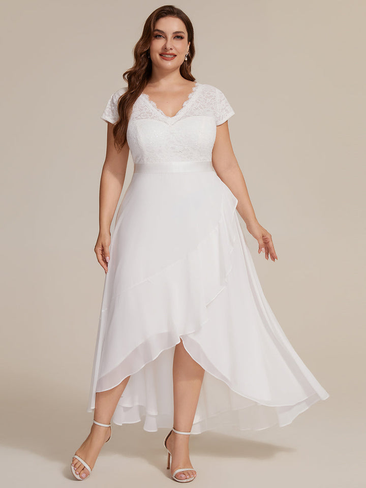 Plus Size Deep V-Neck Chiffon Evening Dress
