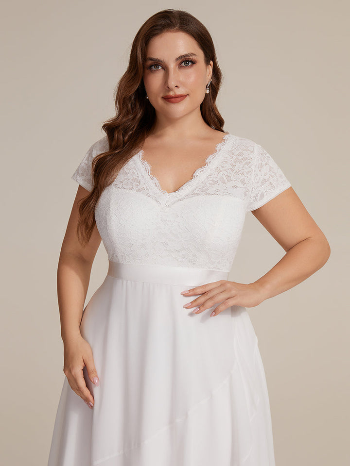 Plus Size Deep V-Neck Chiffon Evening Dress