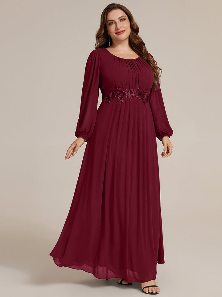 Chiffon Puff Sleeve A-Line Evening Dress