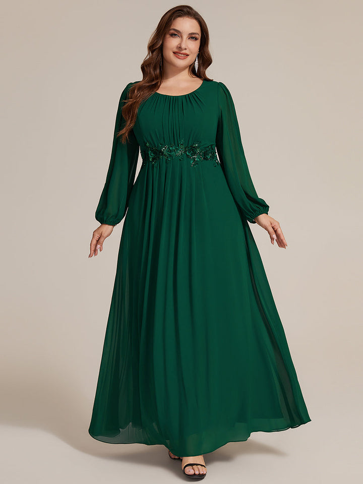 Chiffon Puff Sleeve A-Line Evening Dress