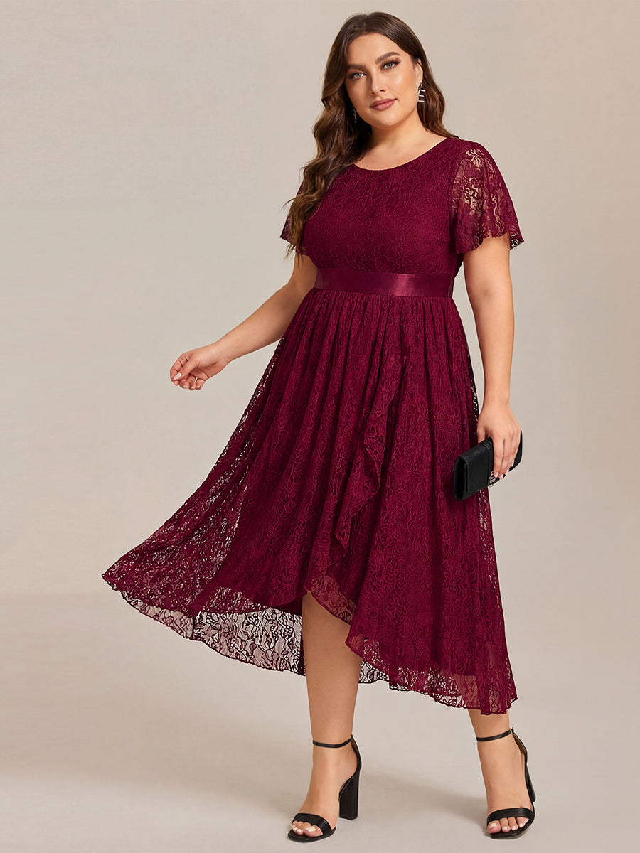 ever SEVYN|Ruffled Sleeve Empire Waist Lace Wedding Guest Dress