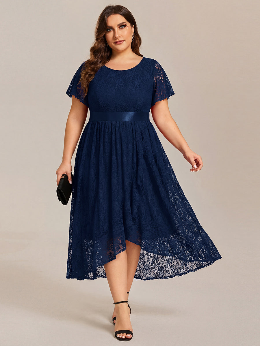 ever SEVYN|Ruffled Sleeve Empire Waist Lace Wedding Guest Dress