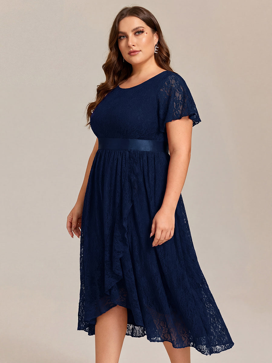 ever SEVYN|Ruffled Sleeve Empire Waist Lace Wedding Guest Dress