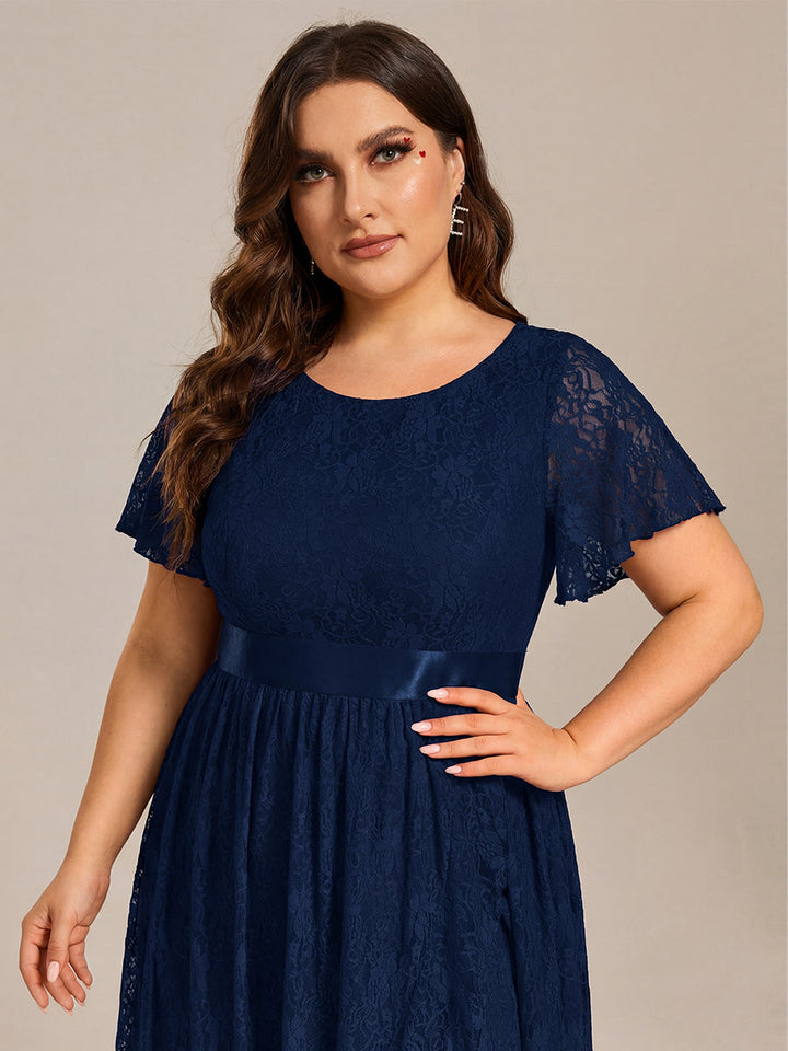 ever SEVYN|Ruffled Sleeve Empire Waist Lace Wedding Guest Dress