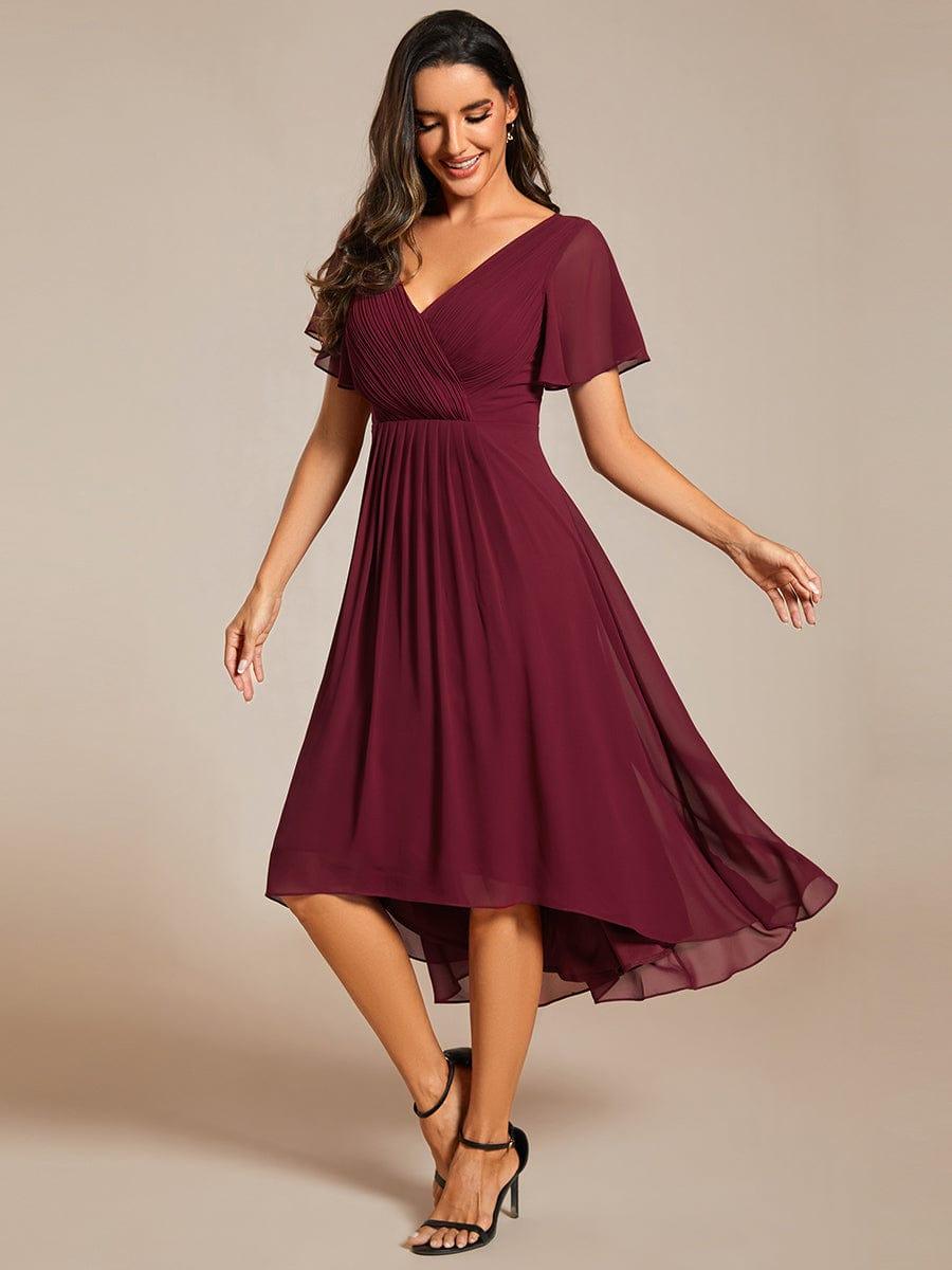 ever FAYE|Plus Size V-Neck Pleated Chiffon Midi Wedding Guest Dress