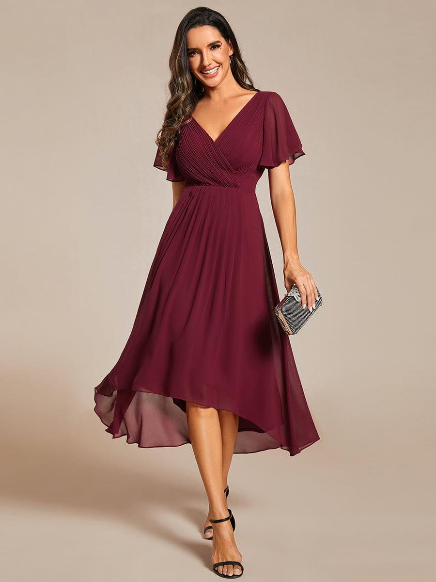 ever FAYE|Plus Size V-Neck Pleated Chiffon Midi Wedding Guest Dress