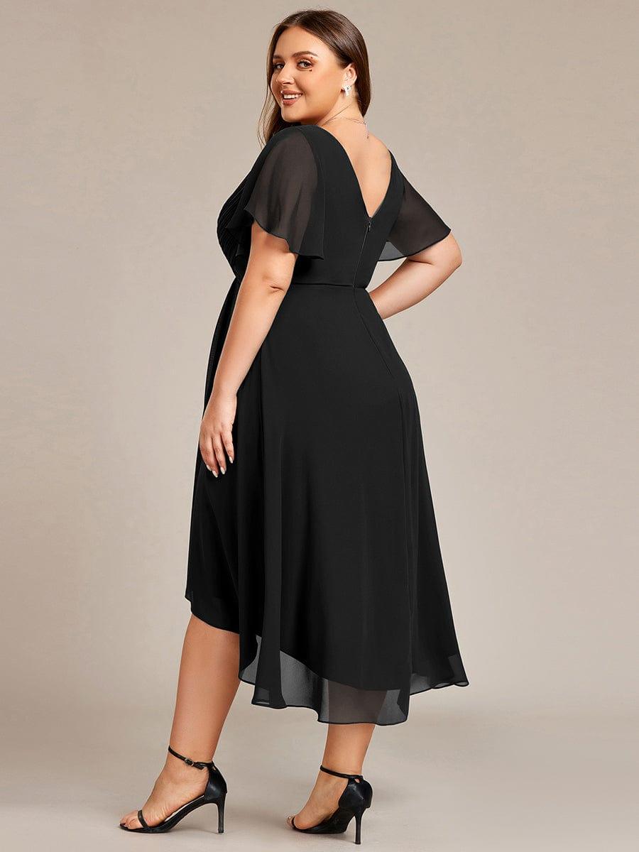 ever FAYE|Plus Size V-Neck Pleated Chiffon Midi Wedding Guest Dress