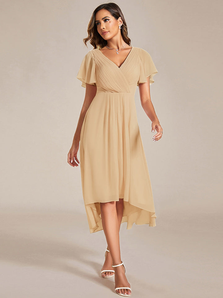 ever FAYE|Plus Size V-Neck Pleated Chiffon Midi Wedding Guest Dress