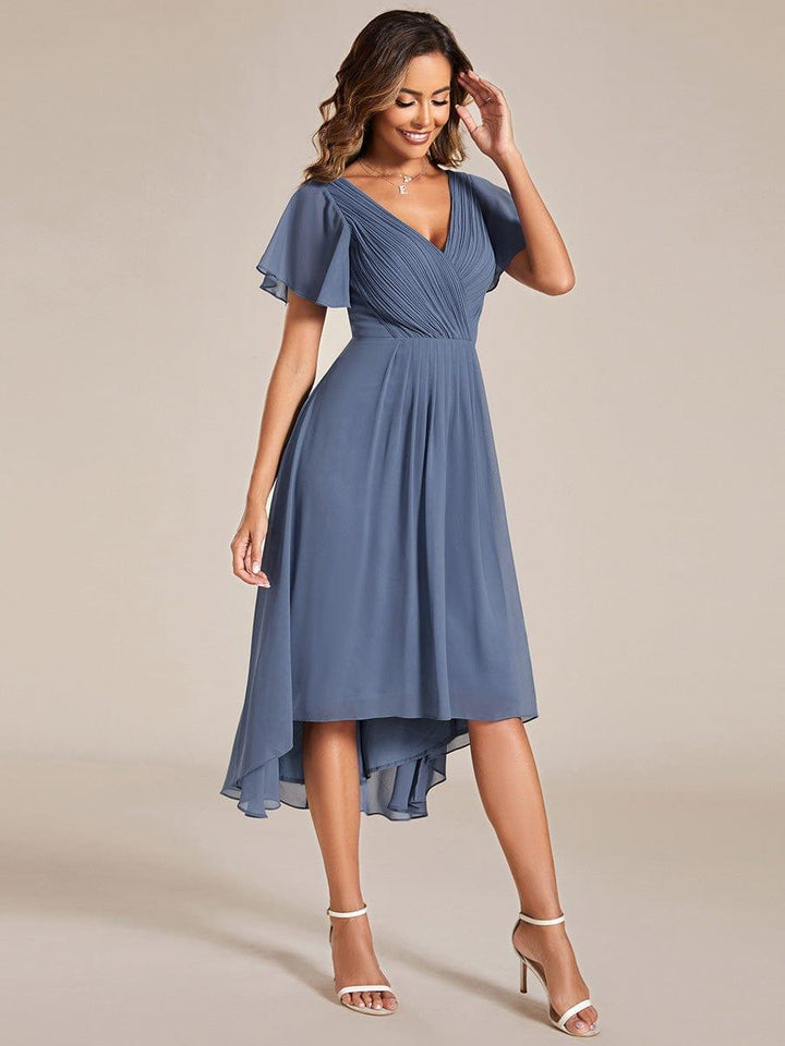 ever FAYE|Plus Size V-Neck Pleated Chiffon Midi Wedding Guest Dress