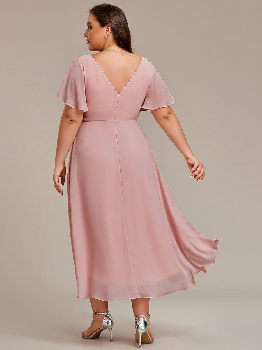 ever FAYE|Plus Size V-Neck Pleated Chiffon Midi Wedding Guest Dress