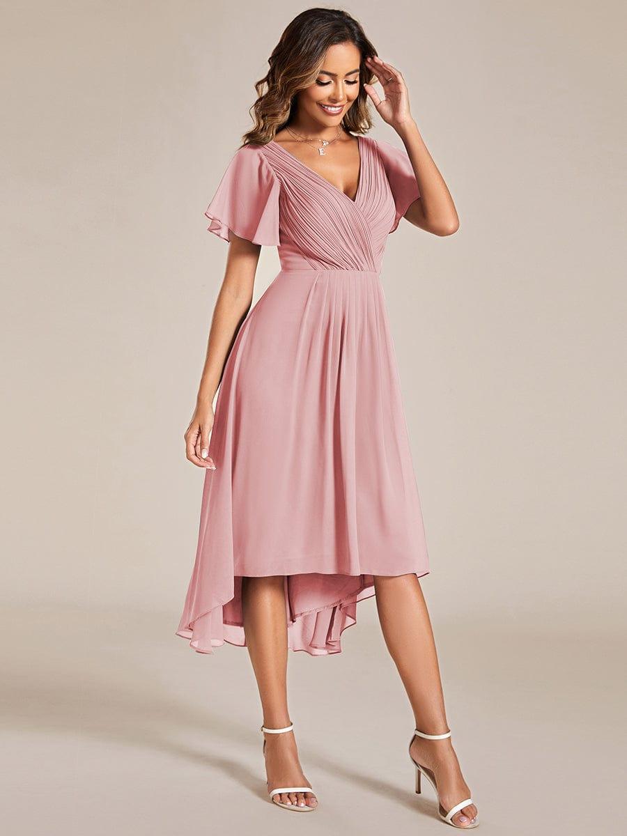 ever FAYE|Plus Size V-Neck Pleated Chiffon Midi Wedding Guest Dress