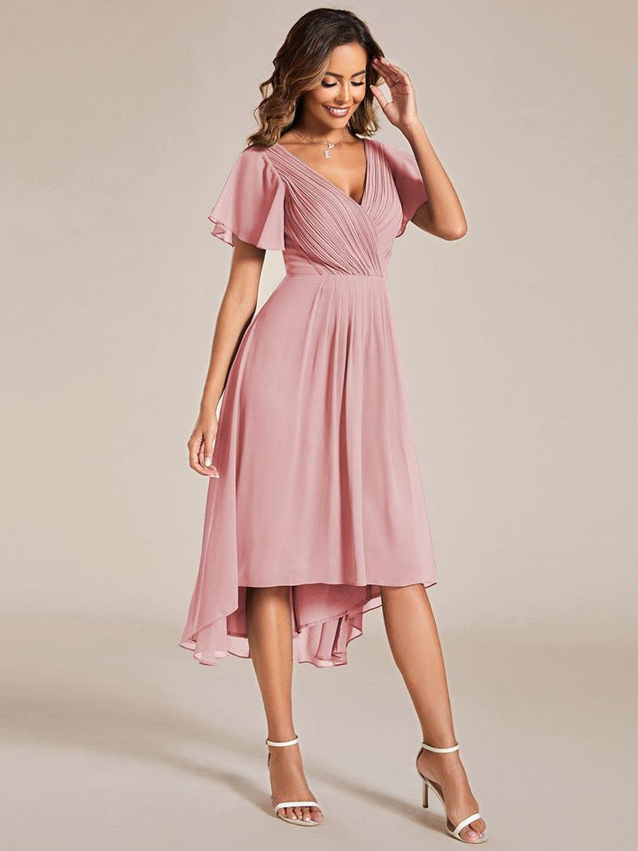 ever FAYE|Plus Size V-Neck Pleated Chiffon Midi Wedding Guest Dress