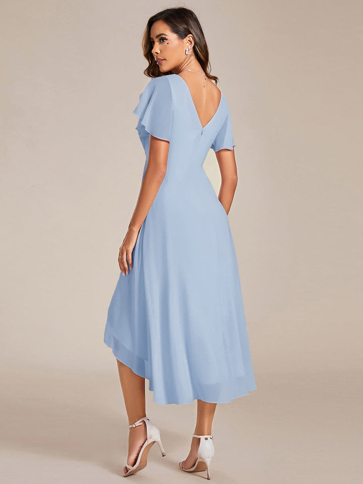 ever FAYE|Plus Size V-Neck Pleated Chiffon Midi Wedding Guest Dress