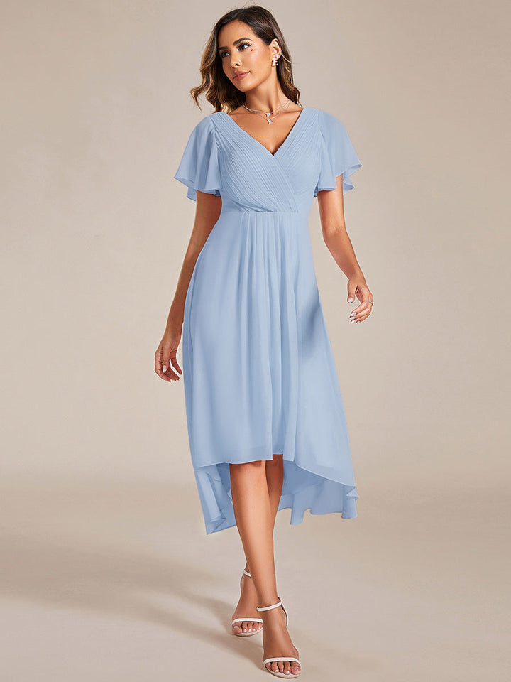 ever FAYE|Plus Size V-Neck Pleated Chiffon Midi Wedding Guest Dress