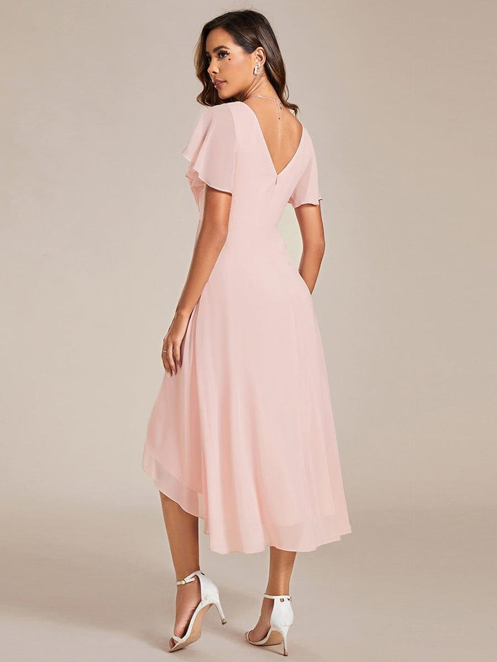 ever FAYE|Plus Size V-Neck Pleated Chiffon Midi Wedding Guest Dress