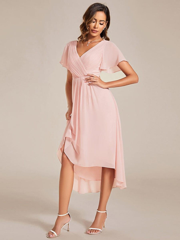 ever FAYE|Plus Size V-Neck Pleated Chiffon Midi Wedding Guest Dress