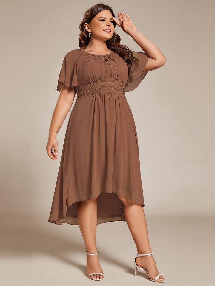 ever EDEN|Flowy Chiffon Round Neckline A-Line Knee Length Wedding Guest Dress