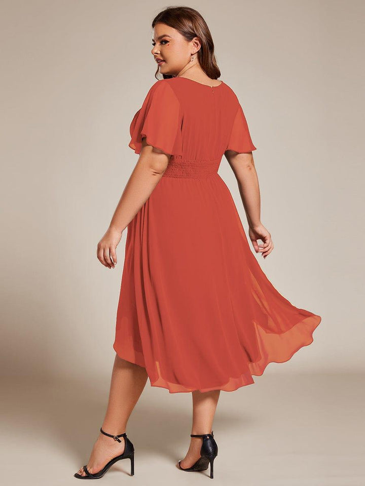 ever EDEN|Flowy Chiffon Round Neckline A-Line Knee Length Wedding Guest Dress