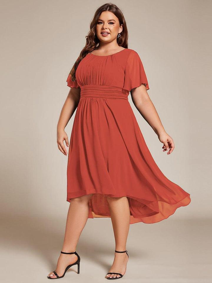 ever EDEN|Flowy Chiffon Round Neckline A-Line Knee Length Wedding Guest Dress