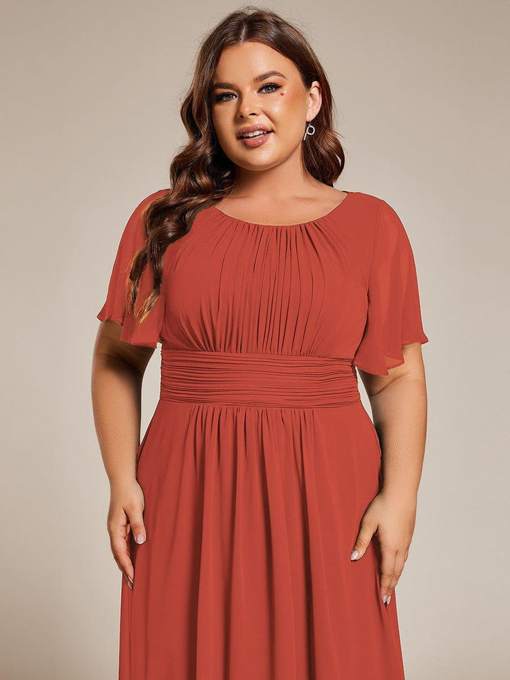 ever EDEN|Flowy Chiffon Round Neckline A-Line Knee Length Wedding Guest Dress