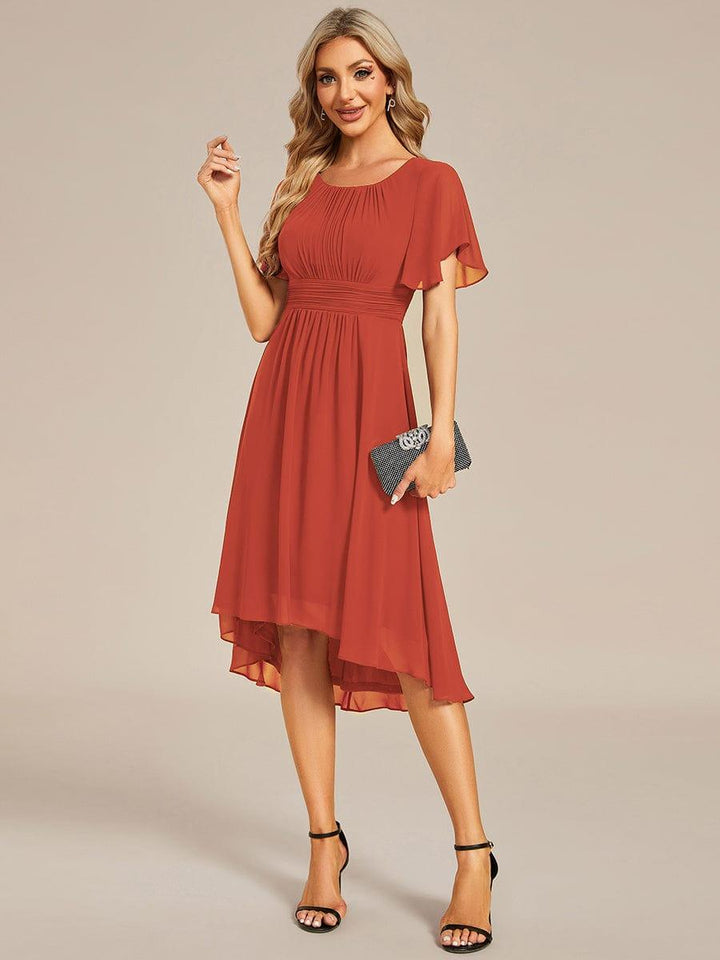 ever EDEN|Flowy Chiffon Round Neckline A-Line Knee Length Wedding Guest Dress