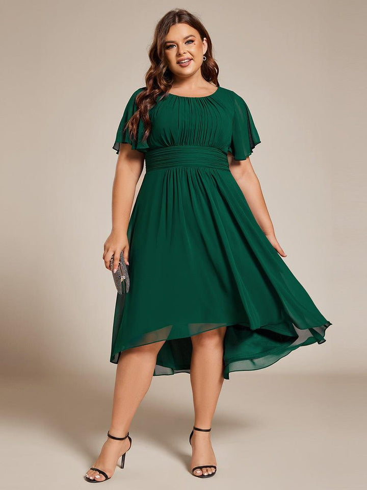 ever EDEN|Flowy Chiffon Round Neckline A-Line Knee Length Wedding Guest Dress