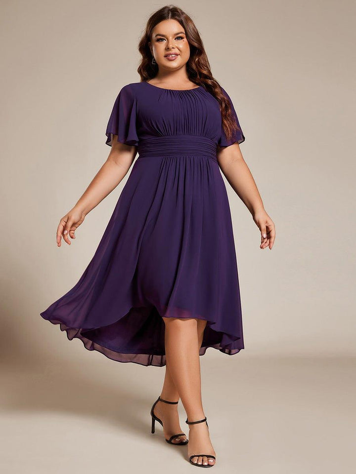 ever EDEN|Flowy Chiffon Round Neckline A-Line Knee Length Wedding Guest Dress