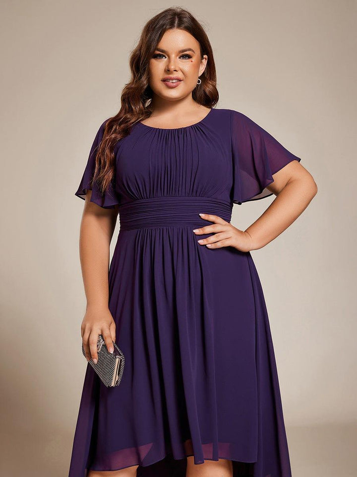 ever EDEN|Flowy Chiffon Round Neckline A-Line Knee Length Wedding Guest Dress