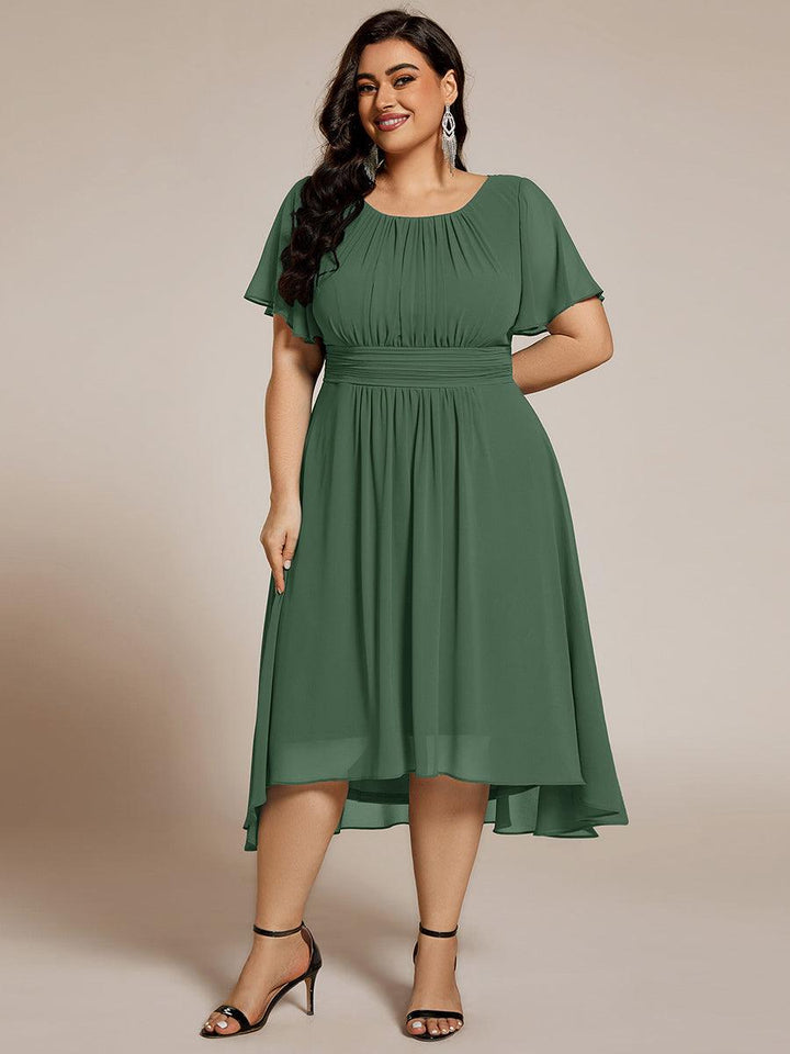 ever EDEN|Flowy Chiffon Round Neckline A-Line Knee Length Wedding Guest Dress