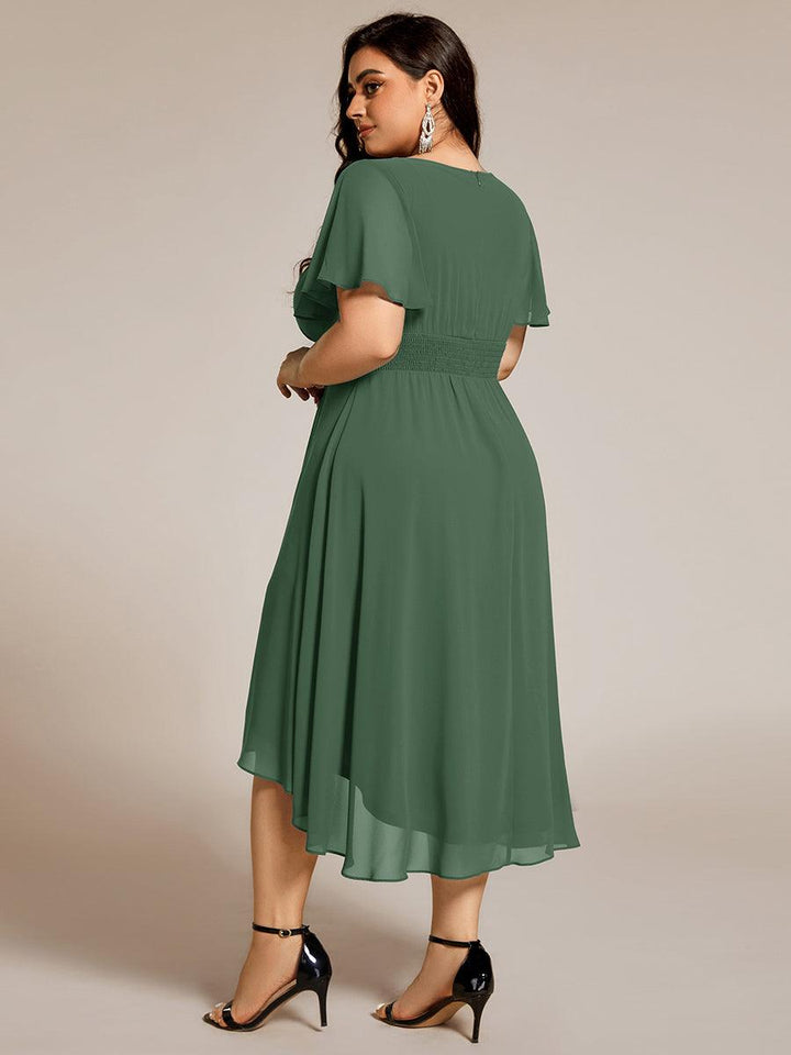 ever EDEN|Flowy Chiffon Round Neckline A-Line Knee Length Wedding Guest Dress