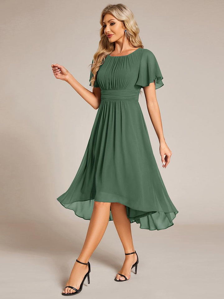 ever EDEN|Flowy Chiffon Round Neckline A-Line Knee Length Wedding Guest Dress