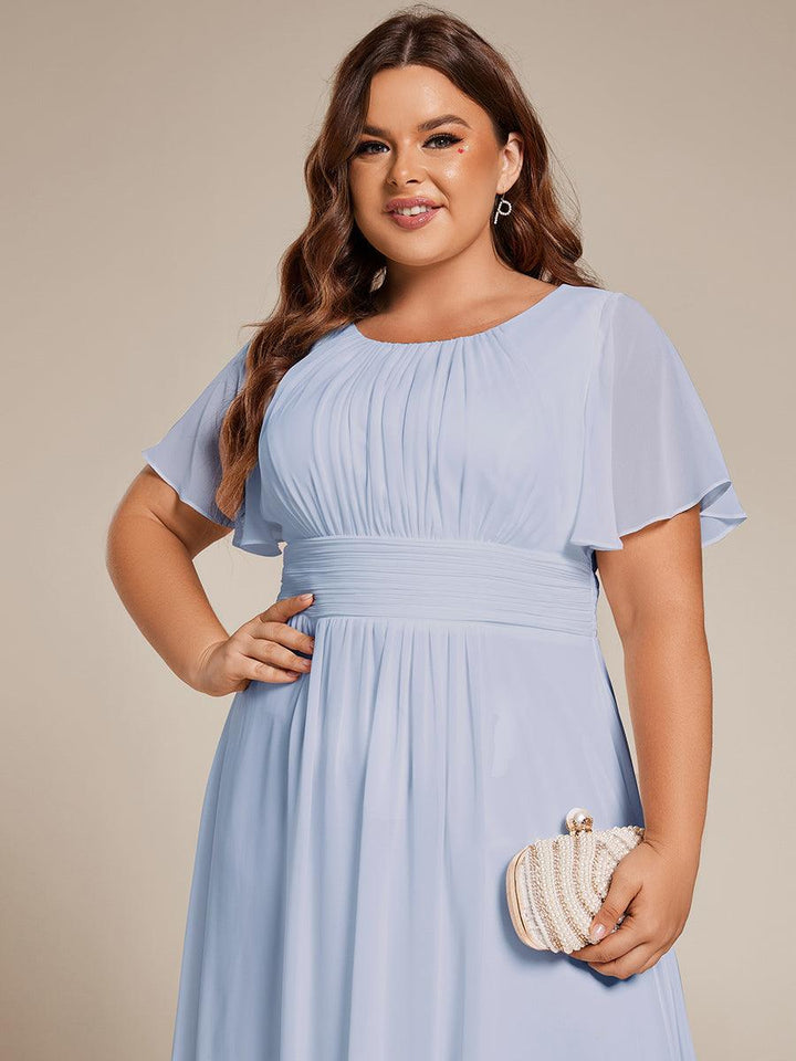 ever EDEN|Flowy Chiffon Round Neckline A-Line Knee Length Wedding Guest Dress