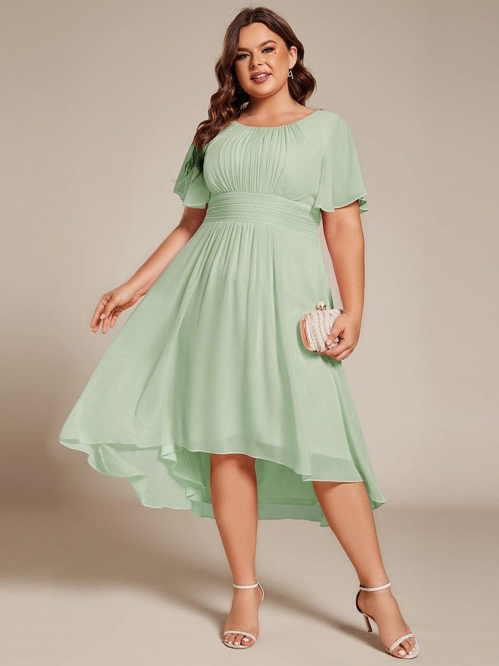 ever EDEN|Flowy Chiffon Round Neckline A-Line Knee Length Wedding Guest Dress
