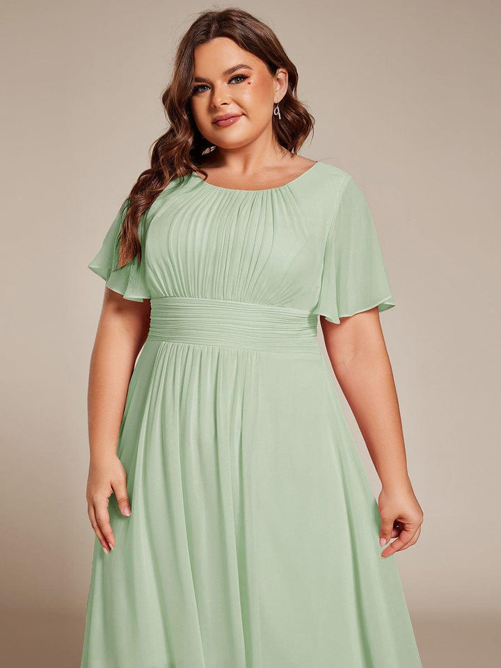 ever EDEN|Flowy Chiffon Round Neckline A-Line Knee Length Wedding Guest Dress