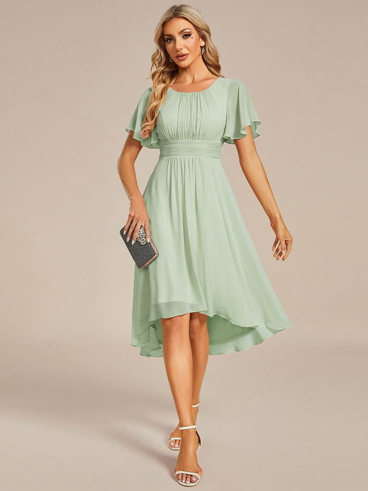 ever EDEN|Flowy Chiffon Round Neckline A-Line Knee Length Wedding Guest Dress