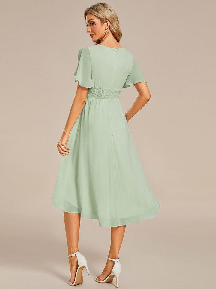 ever EDEN|Flowy Chiffon Round Neckline A-Line Knee Length Wedding Guest Dress