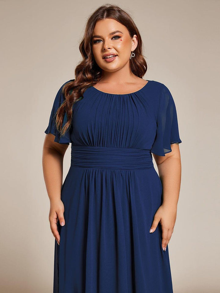 ever EDEN|Flowy Chiffon Round Neckline A-Line Knee Length Wedding Guest Dress