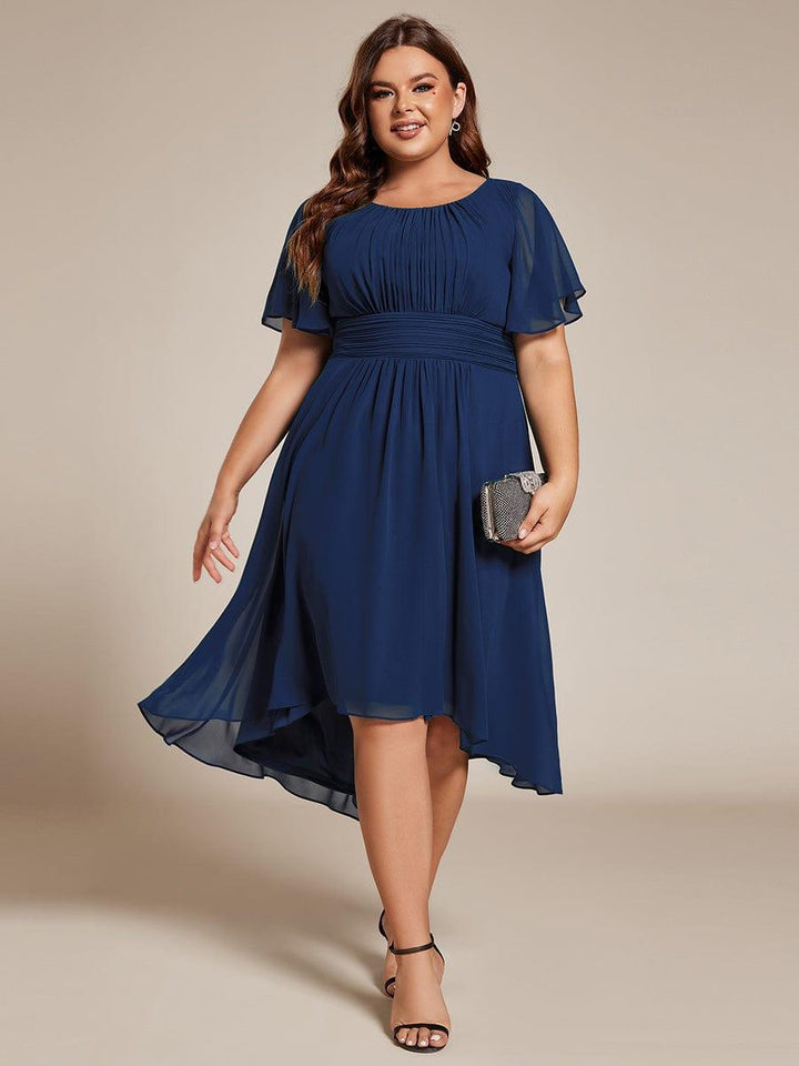 ever EDEN|Flowy Chiffon Round Neckline A-Line Knee Length Wedding Guest Dress