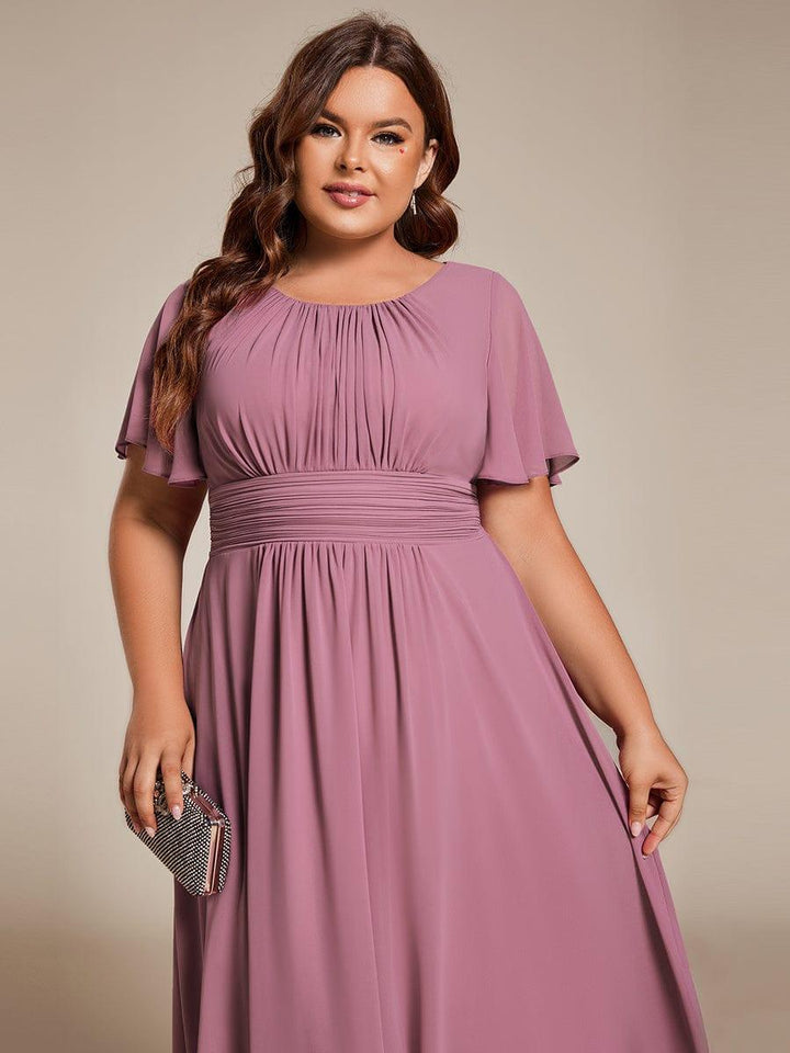 ever EDEN|Flowy Chiffon Round Neckline A-Line Knee Length Wedding Guest Dress