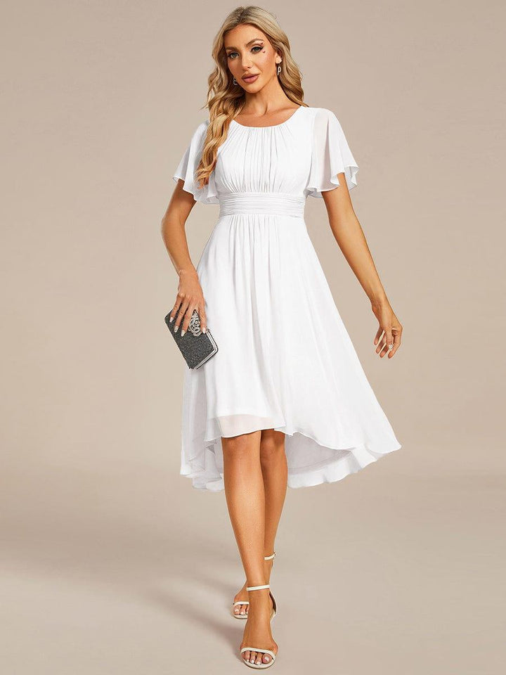 ever EDEN|Flowy Chiffon Round Neckline A-Line Knee Length Wedding Guest Dress
